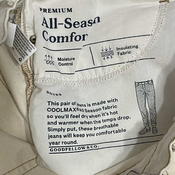 NWOT Goodfellow & Co Mens Light All-Season Straight Reco Coolmax Jeans 36x30 - Picture 7 of 13
